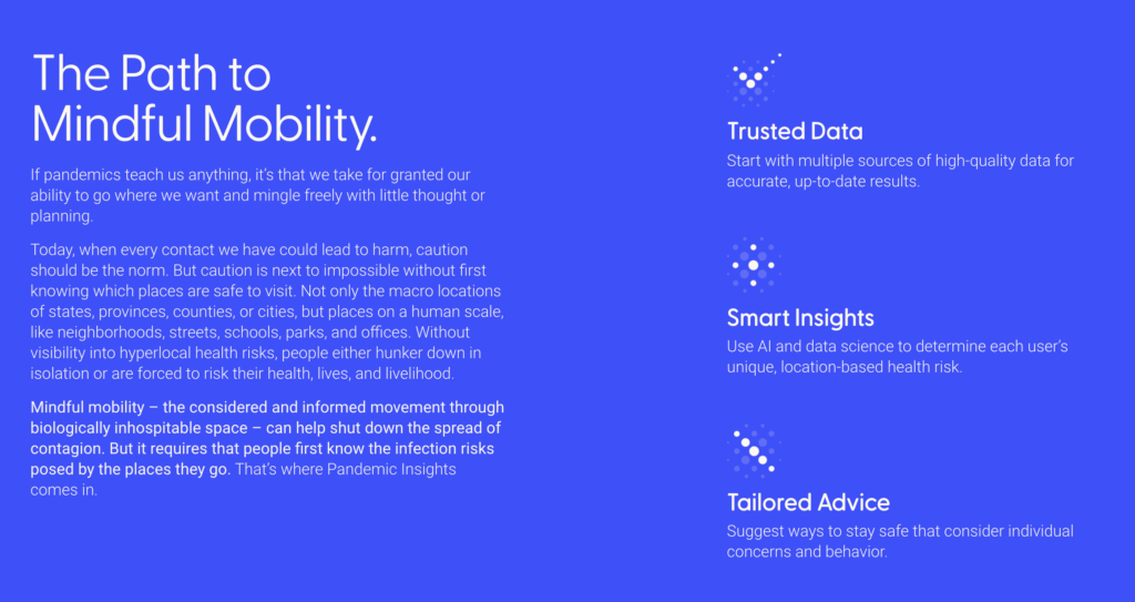 Three-column features layout on a tech startup WordPress page.